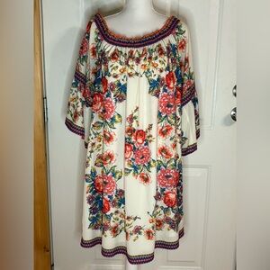 Flying Tomato Floral Dress on/off Shoulder with batwing sleeves. Size 2X